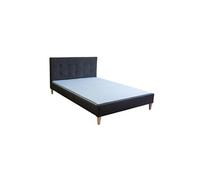 Lit double en tissu noir rembourre 140 x 200