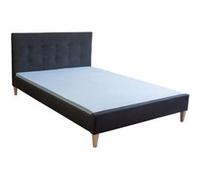 Lit double en tissu noir rembourre 140 x 200