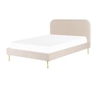 Lit Double En Velours Beige 160 X 200 Cm Flayat Beige
