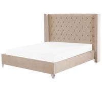 Lit double en velours beige 180 x 200 cm LUBBON