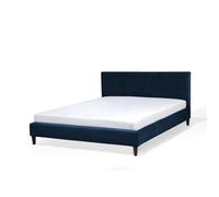 Lit double en velours bleu foncé - Beliani - Fitou - Style classique - Dimensions 160x200 cm