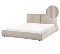 Lit Double Rembourré Design Contemporain 160 x 200 cm en Velours Côtelé Taupe Vi