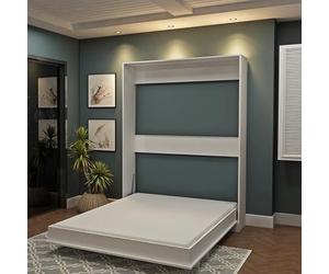 Lit double escamotable couleur blanc 164x221H cm - Primer