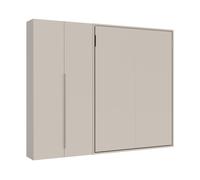 Lit double escamotable français de 140 cm Versia avec armoire 2 portes à gauche Argilla