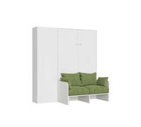 Lit double escamotable français Kentaro 140 cm avec canapé et colonne