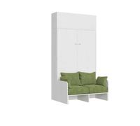 Lit double escamotable français Kentaro 140 cm avec canapé et élément mural