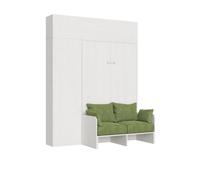 Lit double escamotable français Kentaro 140 cm avec canapé et meubles
