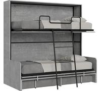 Lit double escamotable Kando avec canapé en béton, gris