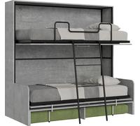 Lit double escamotable Kando avec canapé en béton, vert