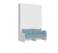 Lit double escamotable Kentaro 160 cm avec canapé et élément mural