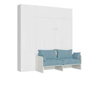 Lit double escamotable Kentaro 160 cm avec canapé et meubles
