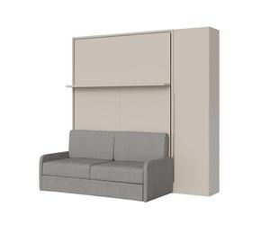 Lit double escamotable vertical de 160 cm Versia Sofà avec canapé, étagère et armoire 1 porte droite Clay