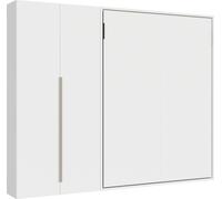Lit double escamotable vertical Versia 160 avec armoire gauche 2 portes blanche