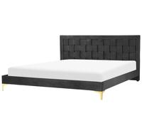 Lit Double Glamour avec Sommier 180 x 200 cm en Velours Tapissé Noir Limoux