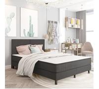 Lit Double Grand & Elégant - Lit Adulte Contemporain Sommier à Lattes - Lit Scandinave Gris 160x200 cm