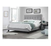 Lit double GRIS 140x190 tête de lit, pieds et sommier intégrés - PANDORA