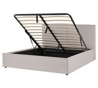 Lit Double Gris Clair en Tissu et Bois de Pin Coffre sous Sommier 160x200 cm Moi