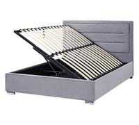Lit Double Gris Foncé en Velours 140 x 200 cm Rembourrage avec Rangement Rouen