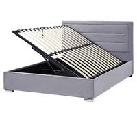 Lit Double Gris Foncé en Velours 160 x 200 cm Rembourrage avec Rangement Rouen