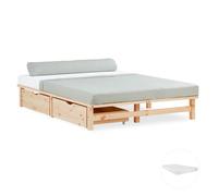 Lit double - HOMESTYLE4U - 3040 - 140x200 - 2 tiroirs - Matelas et sommier inclus