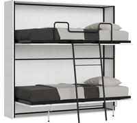 Lit escamotable horizontal superposé 2 couchages 85 Kando Frêne Blanc -