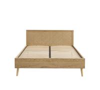 Lit double INES cannage rotin 160x200 sommier inclus - Bois
