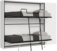 Lit double Kando Frêne Blanc composition H avec matelas