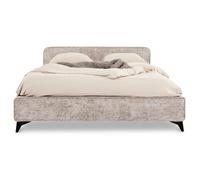 Lit double LEVERDA 140x190 cm, Revêtement en tissu, Lit style moderne pour 2 personnes, Cadre de lit avec sommier inclus, Beige