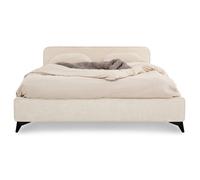 Lit double LEVERDA 140x190 cm, Revêtement en tissu, Lit style moderne pour 2 personnes, Cadre de lit avec sommier inclus, Blanc Blanc