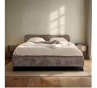 IDIMEX Lit Double LEVERDA 140x190 cm, Revêtement en Tissu, Lit Style Moderne pour 2 Personnes, Cadre de lit en Bois avec sommier Inclus, Gris