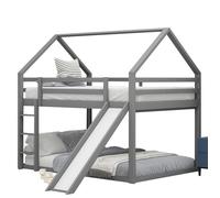 Lit double lit d'enfant lit de maison lit superposé avec toboggan et échelle, chambre d'enfant lit superposé double