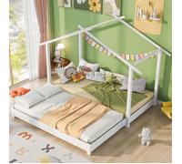 Lit double lit enfant 90/180 x 190 cm escamotable - blanc