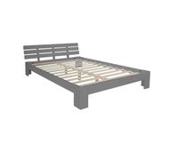 Lit double lit futon en bois 120x200 lit pin gris cadre de lit en bois massif - HomeStyle4U - 2036