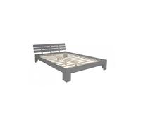 Homestyle4u – Lit futon double en pin 160x200 – Cadre bois massif gris
