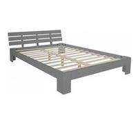 Homestyle4u 2038 Lit double en bois de pin avec sommier à lattes Gris 160 x 200 cm