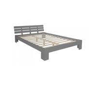Lit double lit futon en bois 160x200 lit pin gris cadre de lit bois massif - HomeStyle4U - 2038