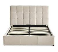 Lit double luftani avec sommier relevable 160x200cm velours beige Beige G
