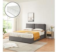 Lit double Lunner avec matelas à mousse froid 140 x 200 cm gris foncé