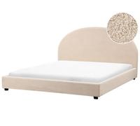 Lit Double Minimaliste 180 x 200 cm Tête de Lit Demi-Ronde en Bou eige Vaucl