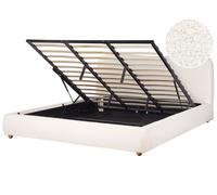 Lit Double Minimaliste avec Rangement Sous le Sommier 180 x 200 cm Blanc Cassé B
