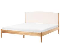 Lit Double Minimaliste en Bois de Pin 180 x 200 cm avec Sommier à Lattes et Tête
