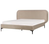 Lit Double Moderne 140 x 200 cm en Velours Beige Suzette
