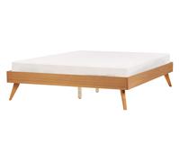 Lit Double Moderne 140 x 200 cm Sommier à Lattes Chambre à Coucher Bois Clair Be