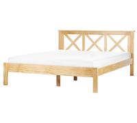 Lit Double Moderne 160 x 200 cm en Bois Cadre de Lit Lattes Bois Clair Tannay