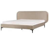 Lit Double Moderne 160 x 200 cm en Velours Beige Suzette