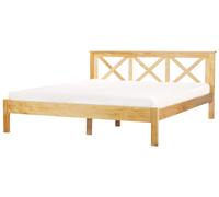 Lit Double Moderne 180 x 200 cm en Bois Cadre de Lit Lattes Bois Clair Tannay