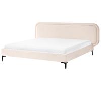 Lit Double Moderne 180 x 200 cm en Velours Beige Clair Suzette