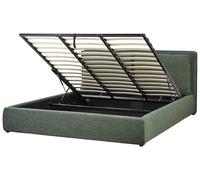 Lit Double Moderne avec Coffre de Rangement 180 x 200 cm en Tissu Vert Bajonna