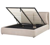 Lit Double Moderne avec Rangement 160 x 200 cm en Velours Beige Bajonna