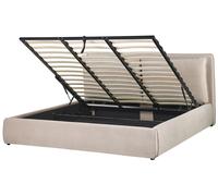 Lit Double Moderne avec Rangement 180 x 200 cm en Velours Beige Bajonna
